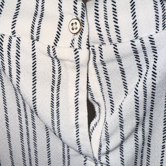 Adrianna Papell Ruffled Striped Blouse - Black and White - Picture 2 of 8